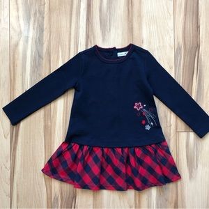NWOT Bolo Little Girls Long Sleeve Navy Blue & Red Stars Dress (Size: 2T)